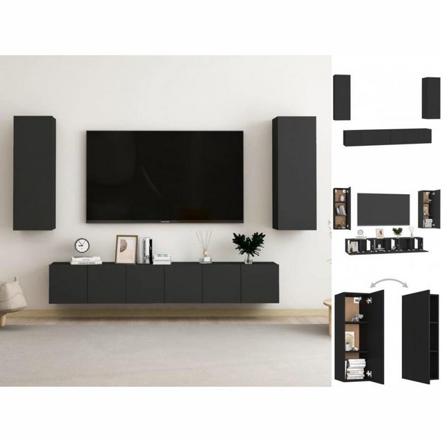 vidaXL TV-Schrank 5-tlg TV-Schrank-Set Schwarz Spanplatte günstig online kaufen