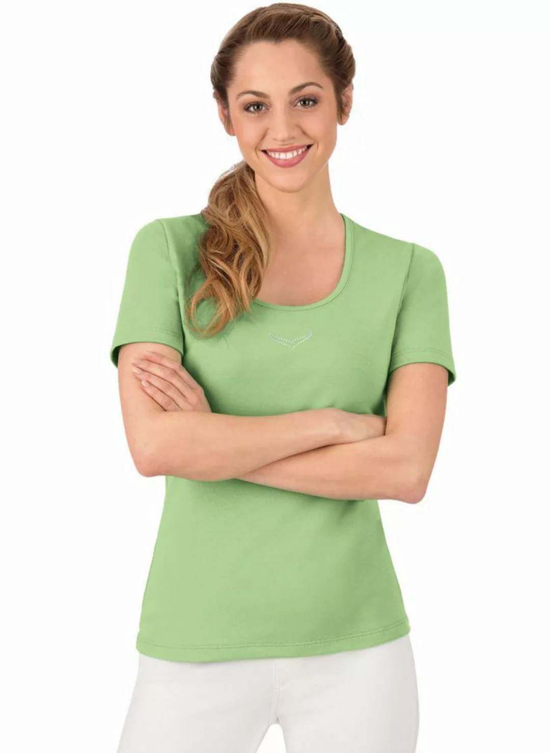 Trigema T-Shirt TRIGEMA T-Shirt mit Kristallsteinen (1-tlg) günstig online kaufen