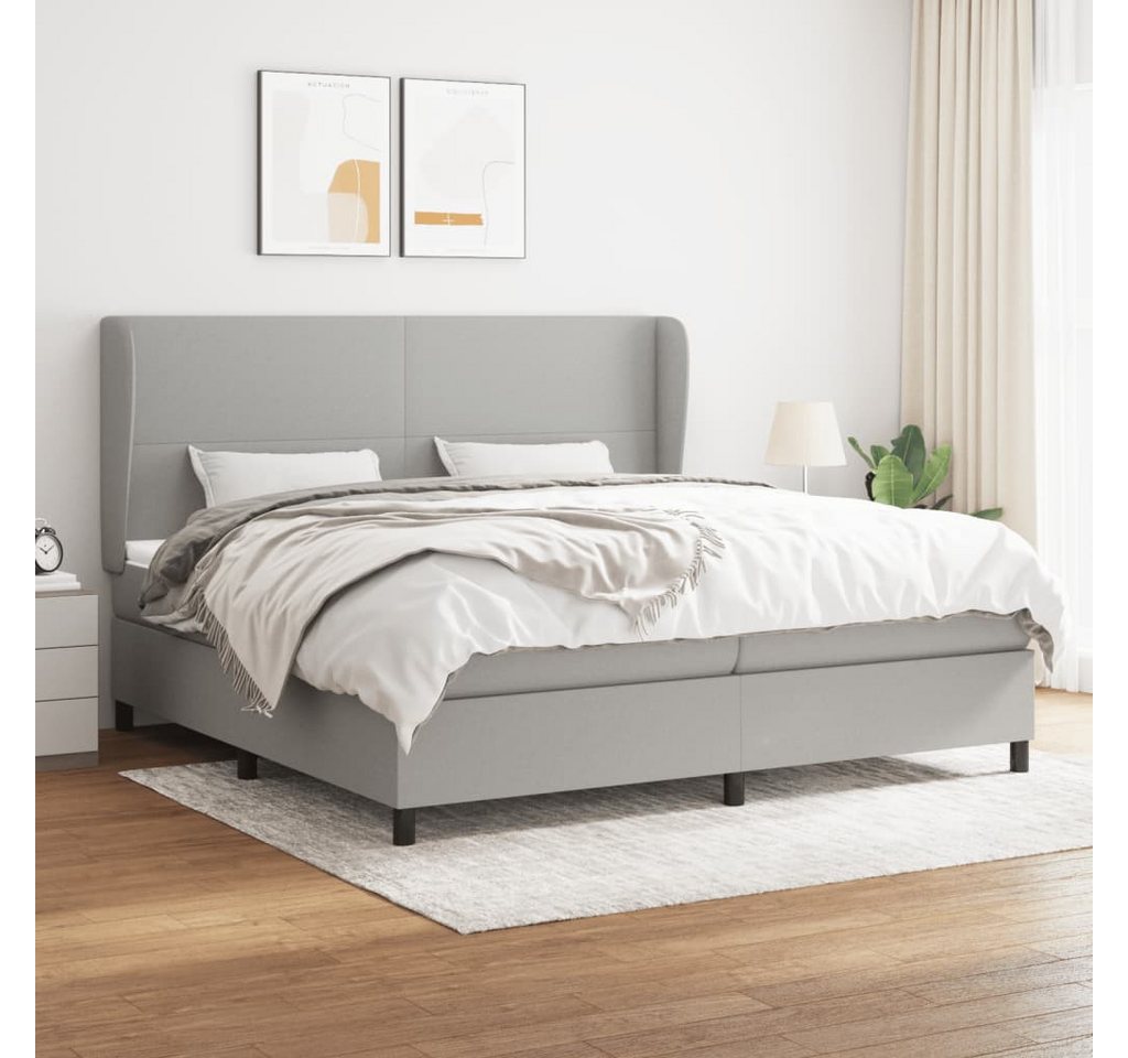 vidaXL Boxspringbett Boxspringbett mit Matratze Hellgrau 200x200 cm Stoff B günstig online kaufen