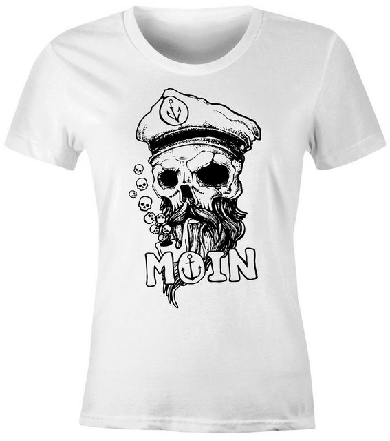 Neverless Print-Shirt Damen T-Shirt Moin Kapitän Totenkopf Anker Bart Hambu günstig online kaufen