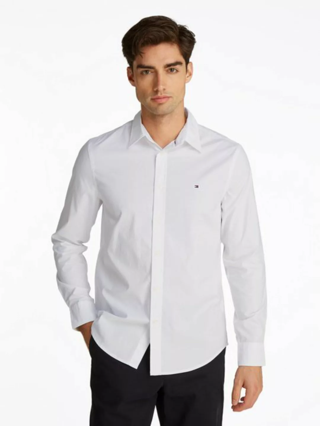 Tommy Hilfiger Businesshemd FLEX POPLIN KENT COLLAR SF SHIRT mit Logosticke günstig online kaufen