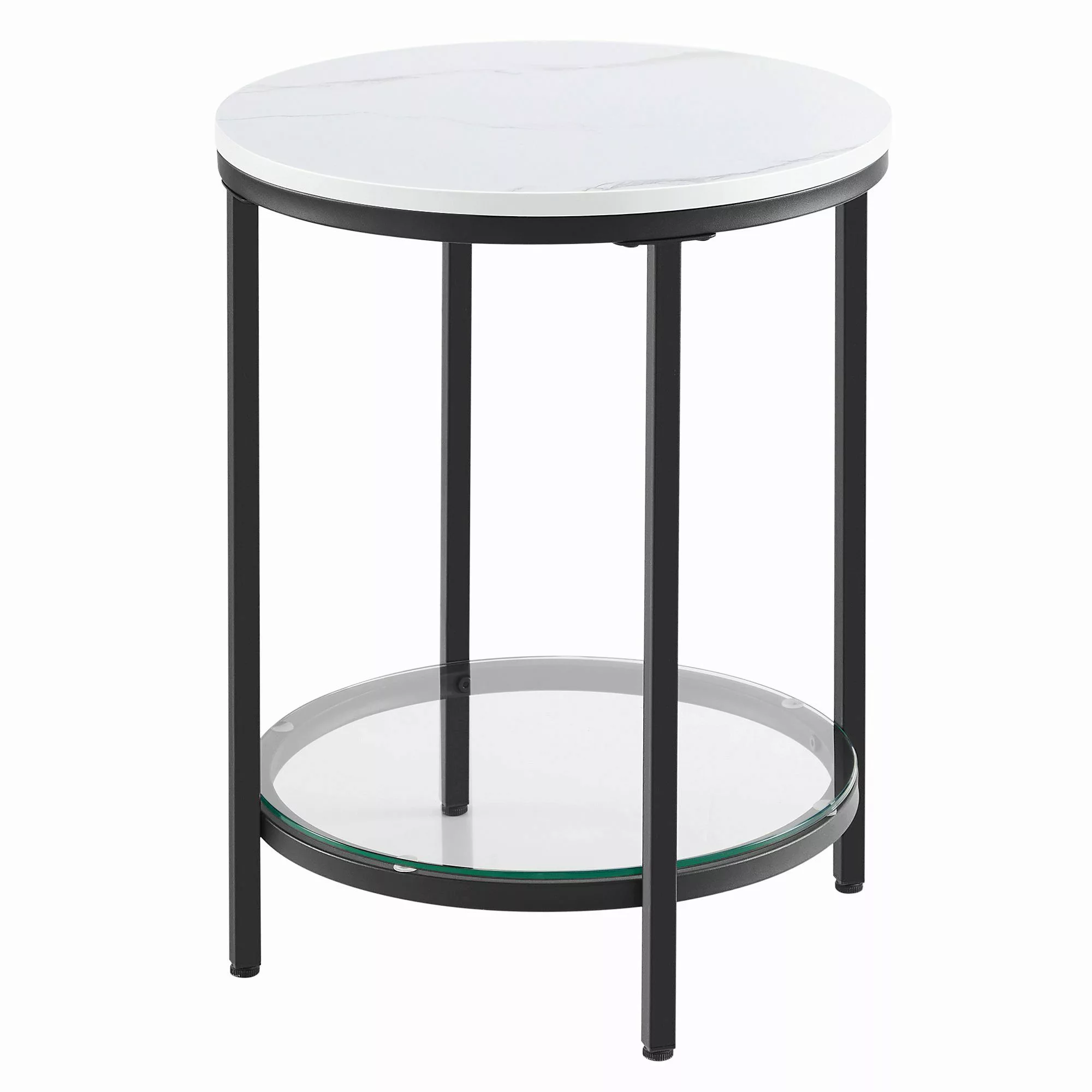 VASAGLE Beistelltisch, 2 Ebenen, Hartglas, Marmoroptik, günstig online kaufen