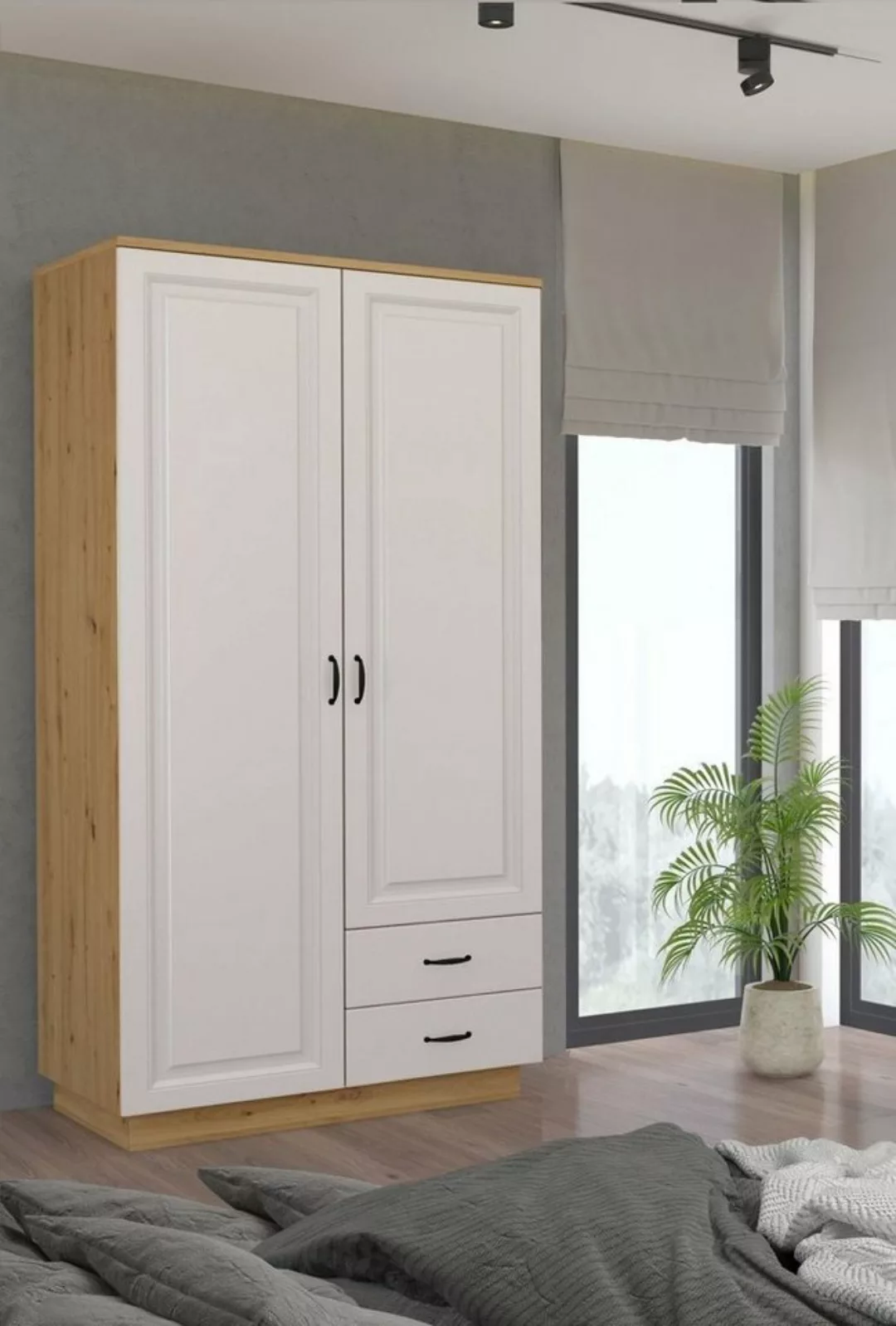 Küchen-Preisbombe Kleiderschrank Stilo Garderobenschrank 120 cm Landhaus We günstig online kaufen