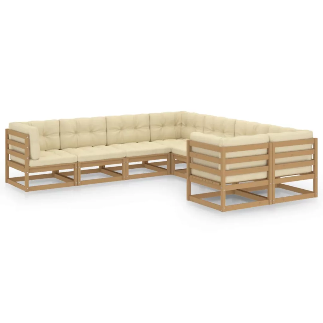 8-tlg. Garten-lounge-set Kissen Honigbraun Kiefer Massivholz günstig online kaufen