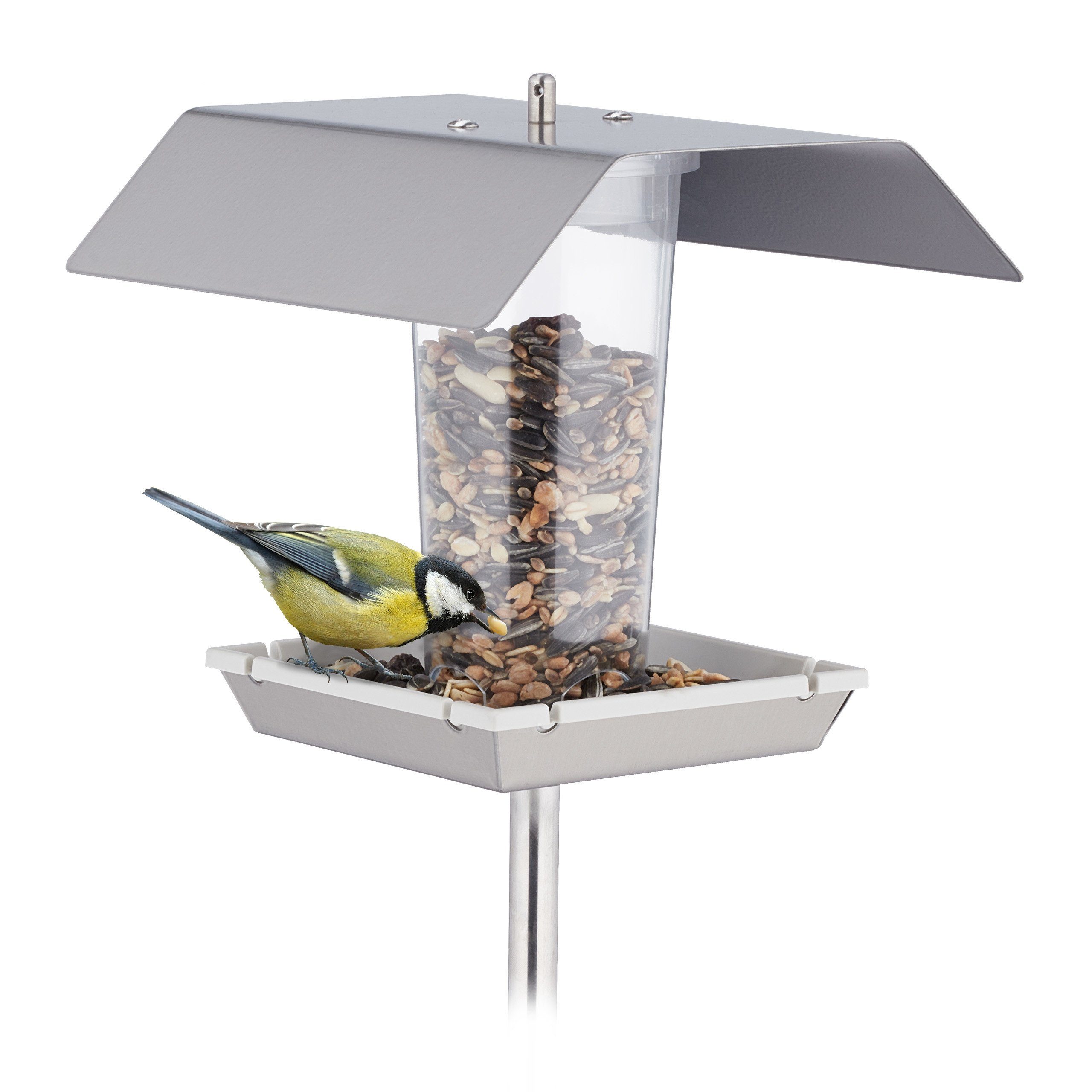 relaxdays Vogelhaus Vogelfutterhaus aus Edelstahl günstig online kaufen