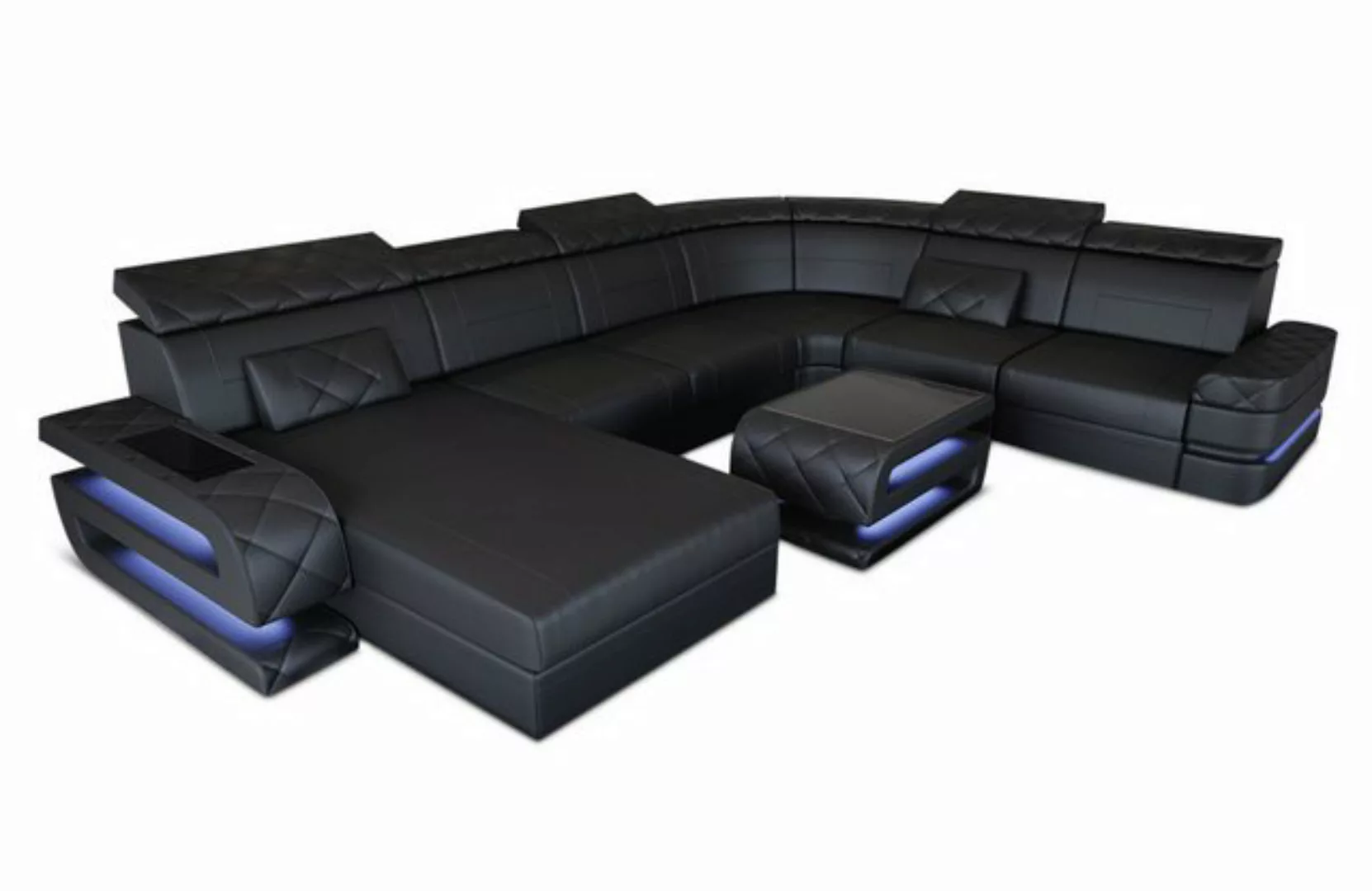 Sofa Dreams Wohnlandschaft Ledersofa Bologna XXL U Form Leder Sofa, Couch, günstig online kaufen