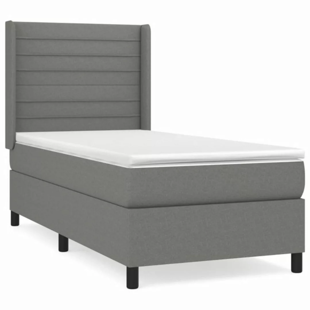 furnicato Bett Boxspringbett mit Matratze Dunkelgrau 90x190 cm Stoff günstig online kaufen