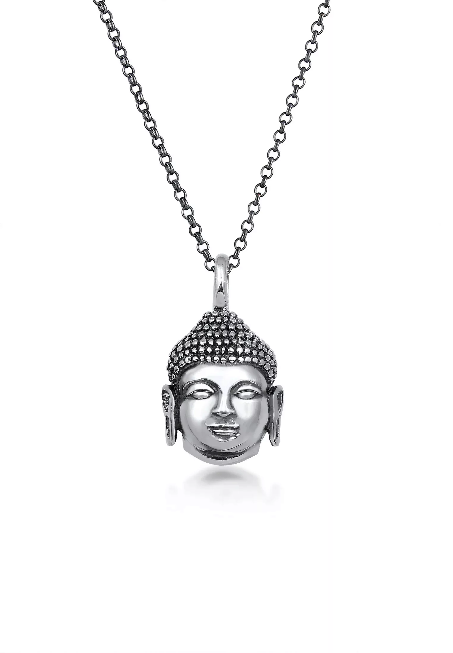 Kuzzoi Lange Kette "Herren Anhänger Buddha Kopf Oxidiert 925 Silber" günstig online kaufen