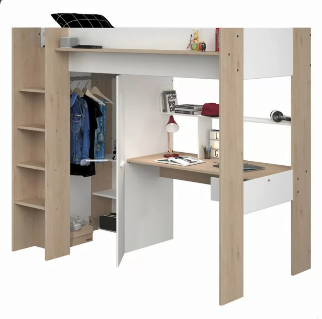 Parisot Hochbett Helix (Stauraumbett inklusive Kleiderschrank und Schreibti günstig online kaufen