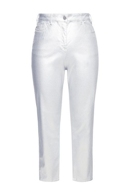 Ulla Popken Funktionshose Mom-Jeans Silber-Coating Komfortbund 5-Pocket-Hos günstig online kaufen