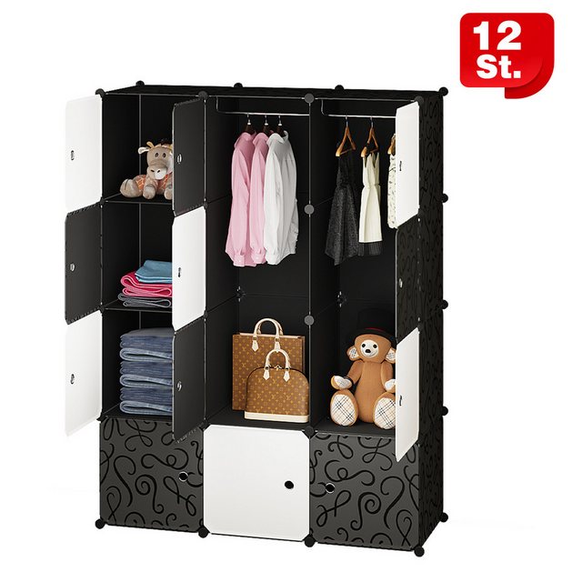 Bellavio Kleiderschrank 16 Fächer Würfel Schrank aus Kunststoff (Steckregal günstig online kaufen