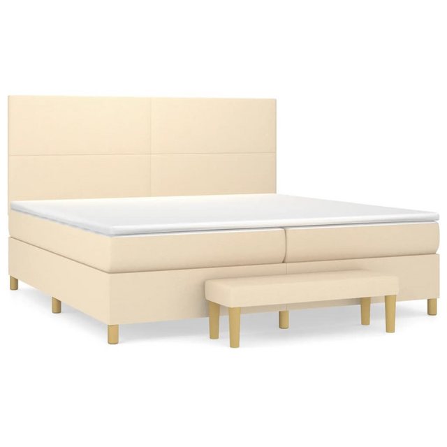 vidaXL Boxspringbett Boxspringbett mit Matratze Creme 200x200 cm Stoff Bett günstig online kaufen