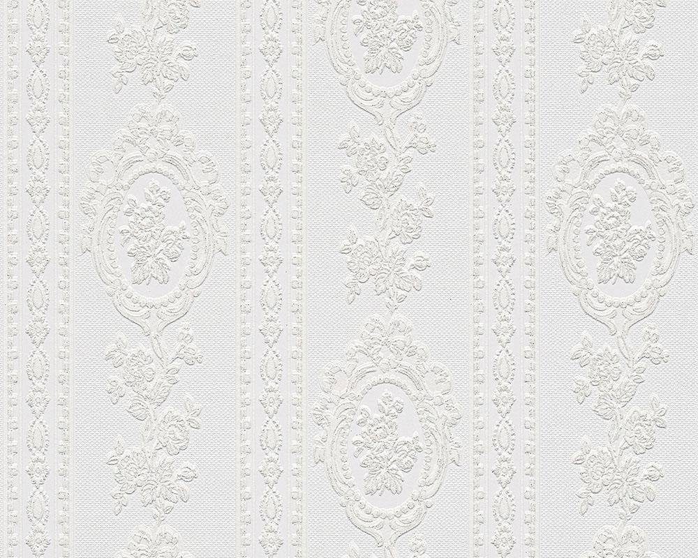 Bricoflor Romantische Tapete in Weiß Florale Barock Tapete mit Glitzer Idea günstig online kaufen