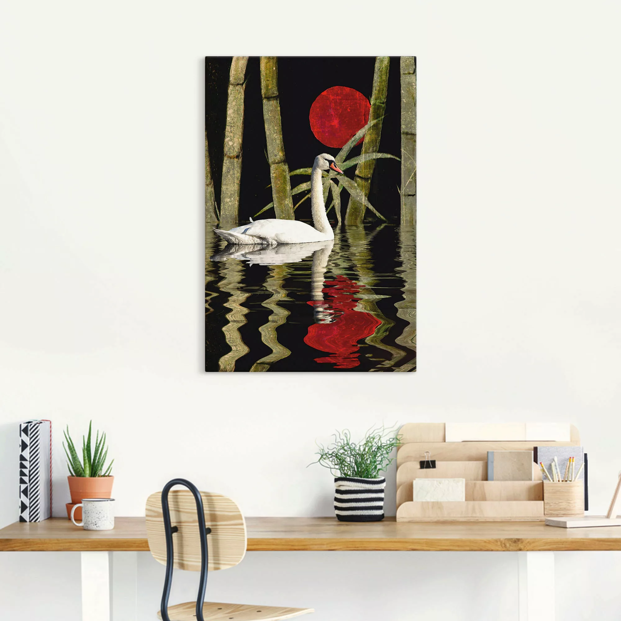 Artland Wandbild "Blutmond über dem Schwanensee", Schwanen Bilder, (1 St.), günstig online kaufen
