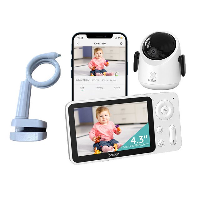 Boifun Babyphone WLAN Babyphone mit Kamera 4,3” 2MP Kamera App-Steuerung mi günstig online kaufen