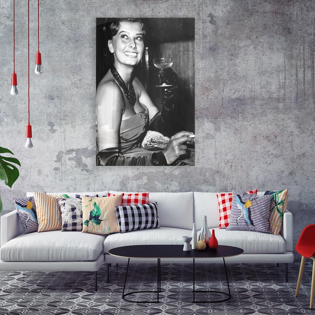 queence Acrylglasbild "Champagne", Schwarz-Weiß-Frau-Stars-Portrait-Foto-Fi günstig online kaufen