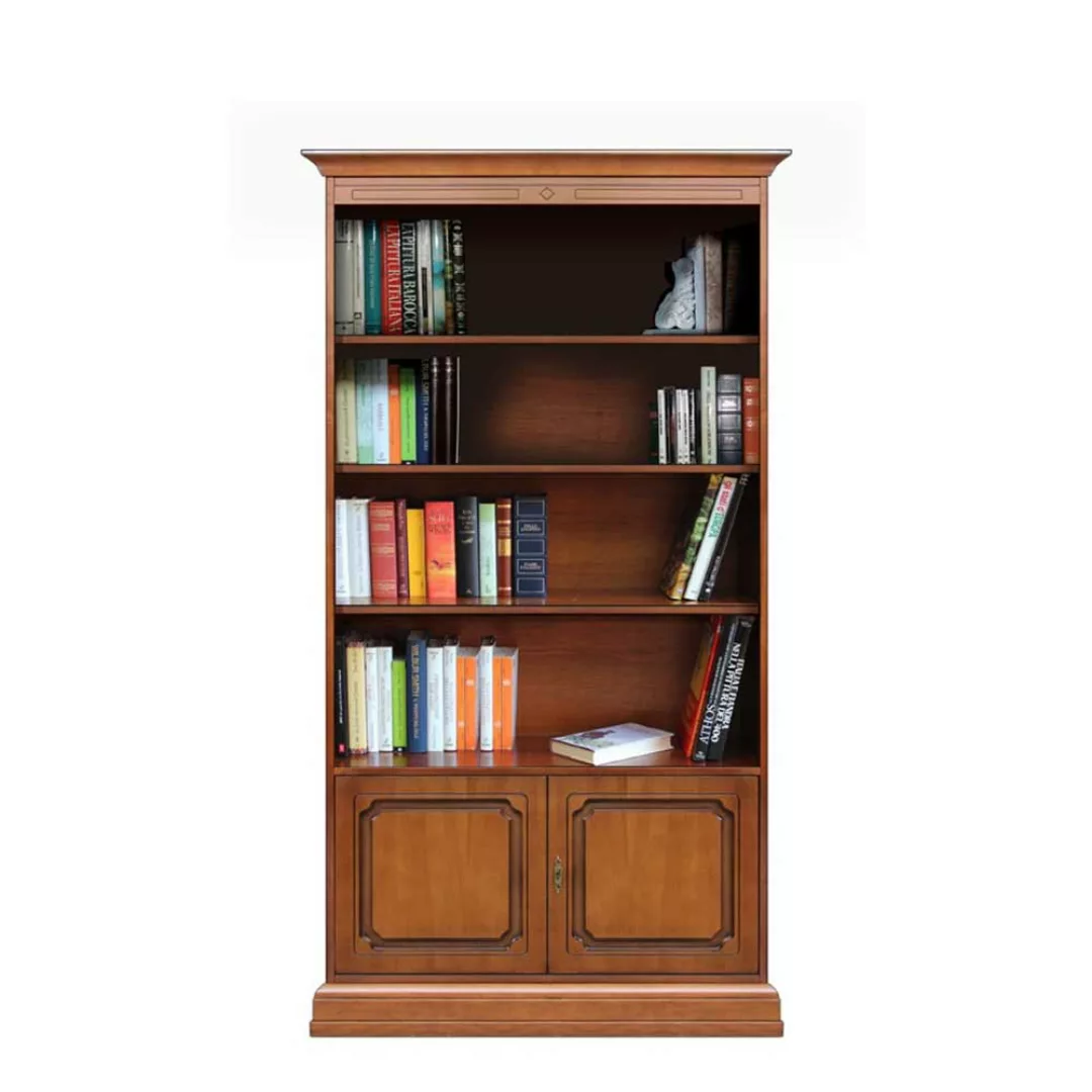 Klassischer Bücherschrank in Nussbaumfarben 194 cm hoch günstig online kaufen