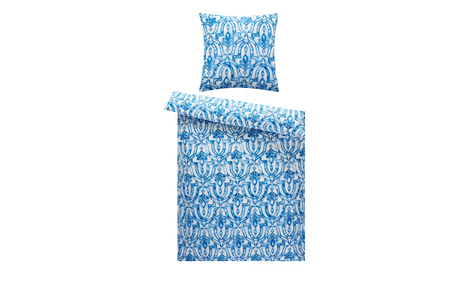 AURO Renforcé Bettwäsche  Ornamente - blau - 100% Baumwolle - 135 cm - Scon günstig online kaufen
