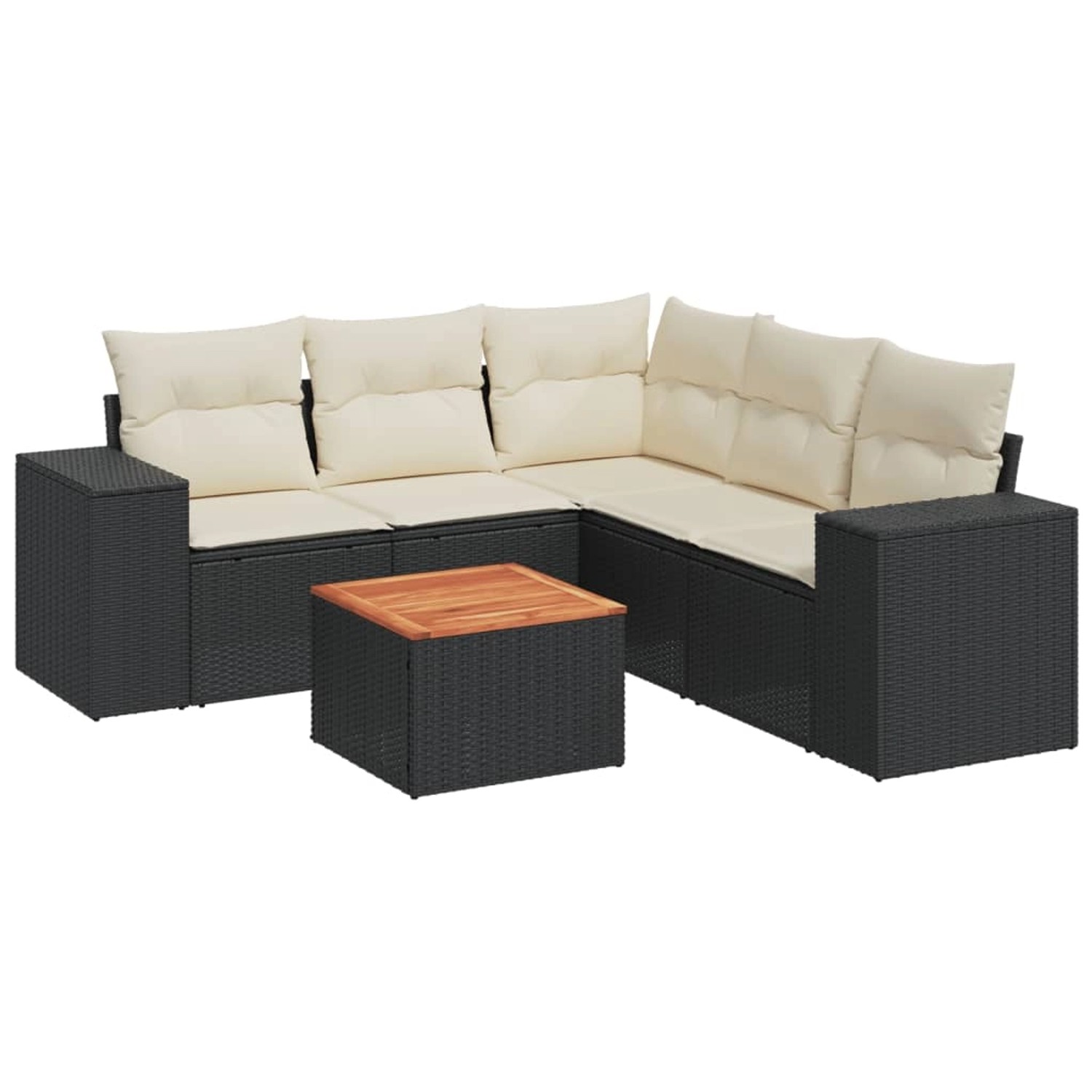 vidaXL 6-tlg Garten-Sofagarnitur mit Kissen Schwarz Poly Rattan Modell 56 günstig online kaufen