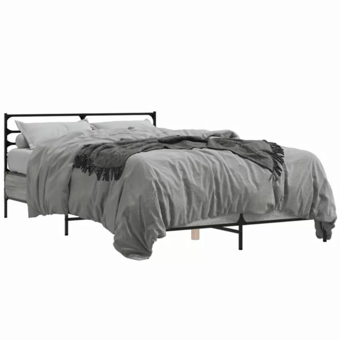 vidaXL Bett Bettgestell Grau Sonoma 120x200 cm Holzwerkstoff und Metall günstig online kaufen