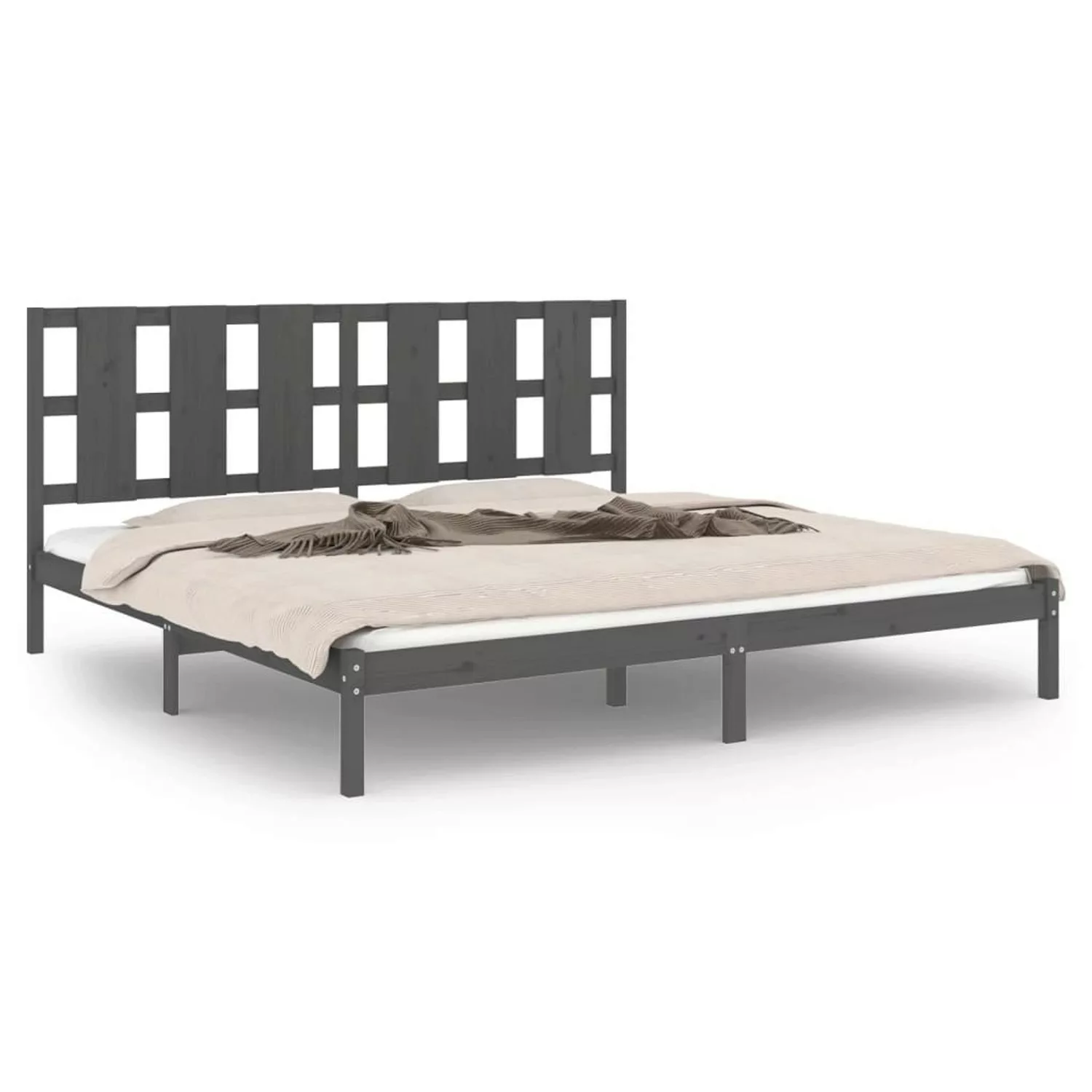 Vidaxl Massivholzbett Grau Kiefer 200x200 Cm günstig online kaufen