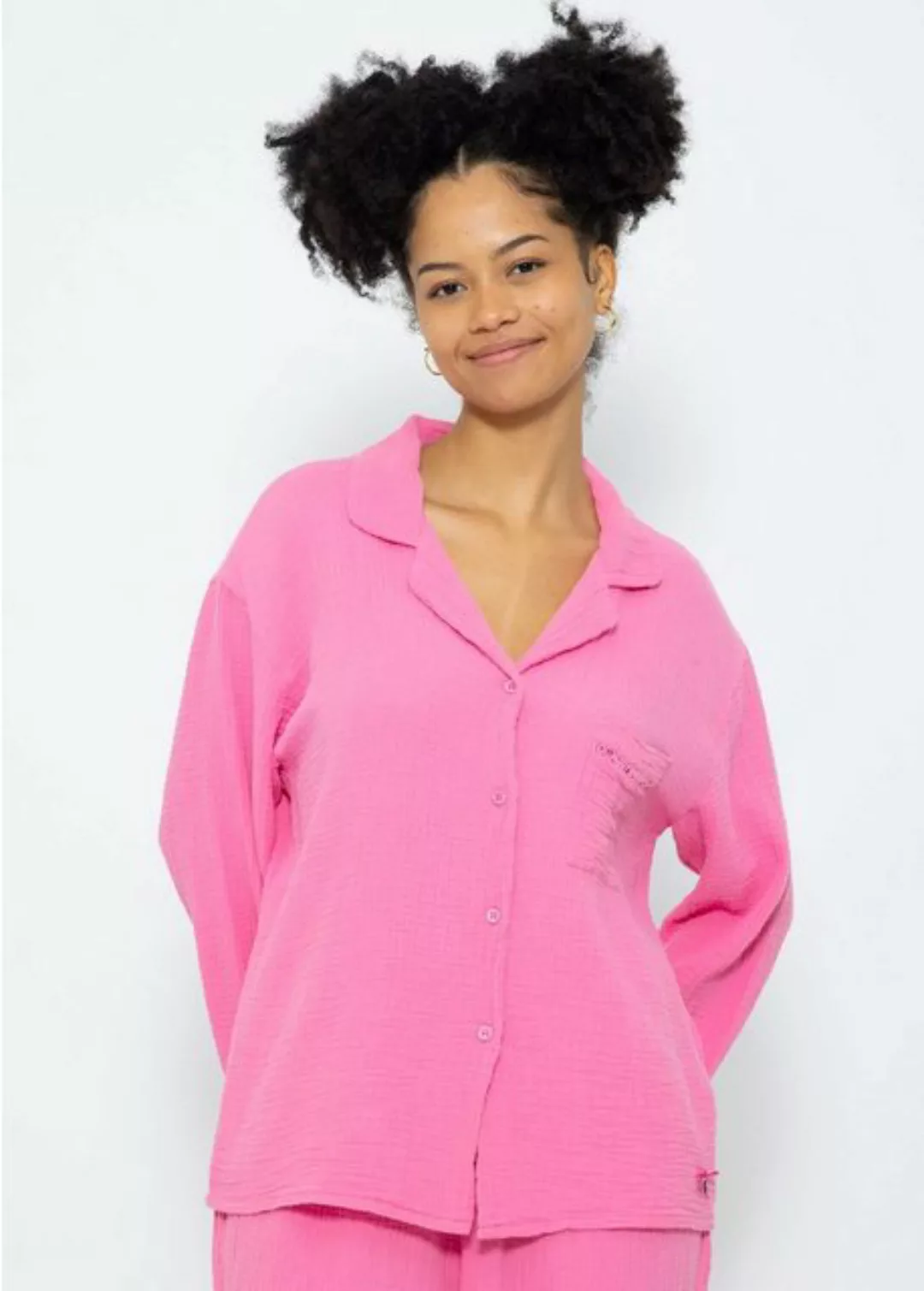 SASSYCLASSY Pyjamaoberteil Lässige Pyjamabluse aus Musselin günstig online kaufen