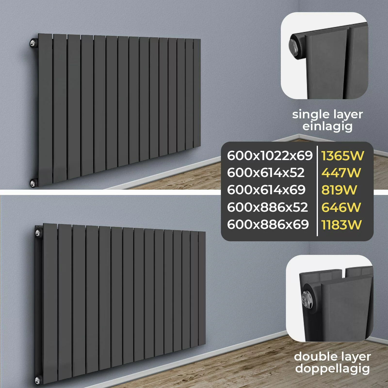 Aquamarin Designheizkörper Design Heizkörper - Einlagig/Doppellagig, günstig online kaufen
