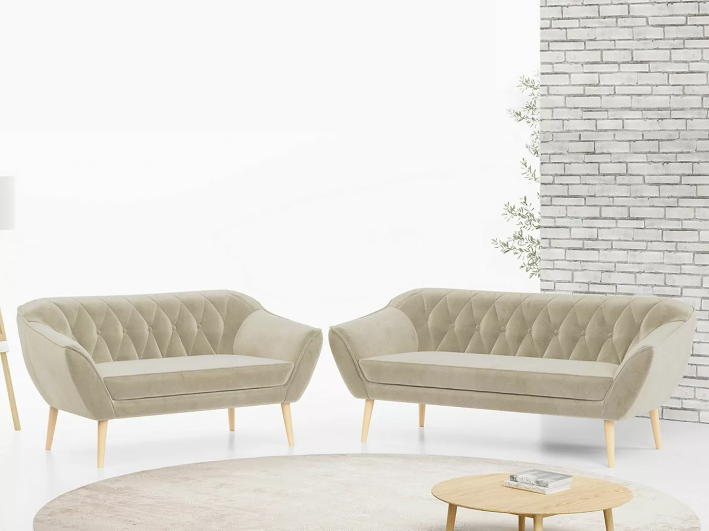 MKS MÖBEL Sofa PIRS 3 2, Skandinavischer Stil, Gesteppte Polsterung, Modern günstig online kaufen