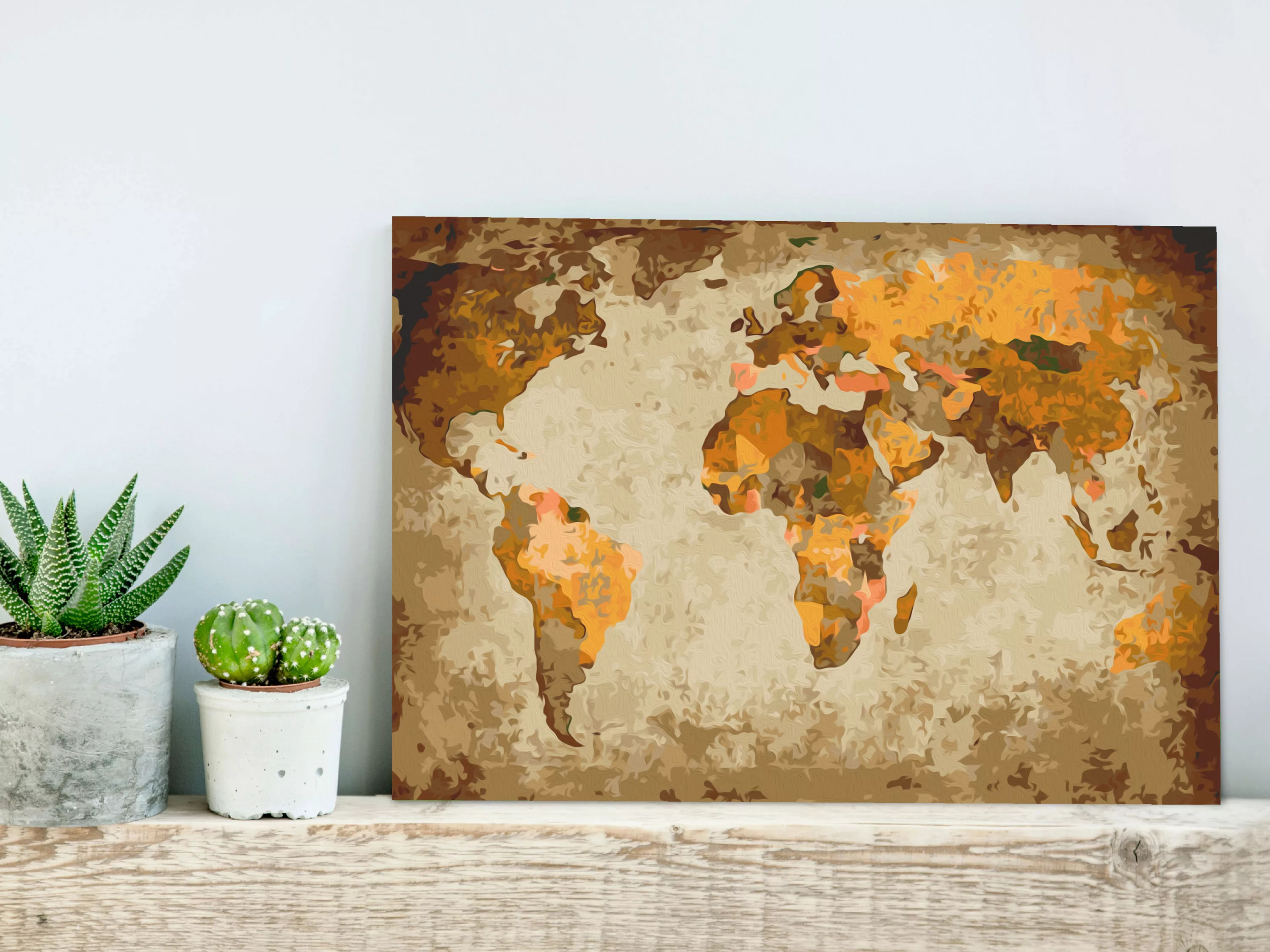 Malen Nach Zahlen - Brown World Map günstig online kaufen