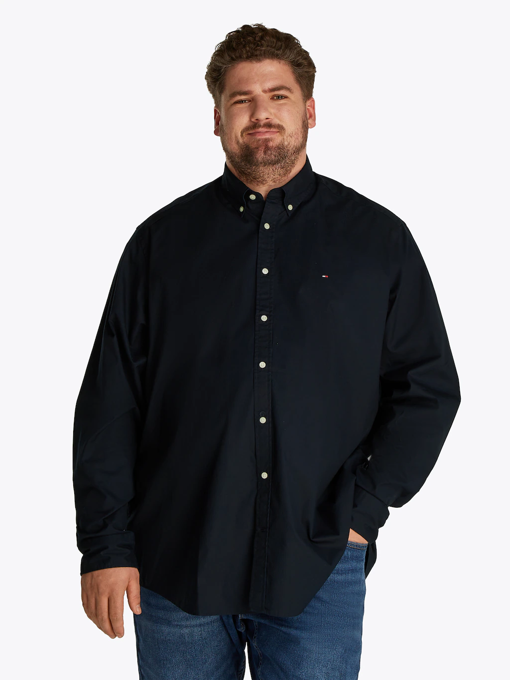 Tommy Hilfiger Big & Tall Langarmhemd BT-FLEX POPLIN SOLID RF SHIRT-B Große günstig online kaufen