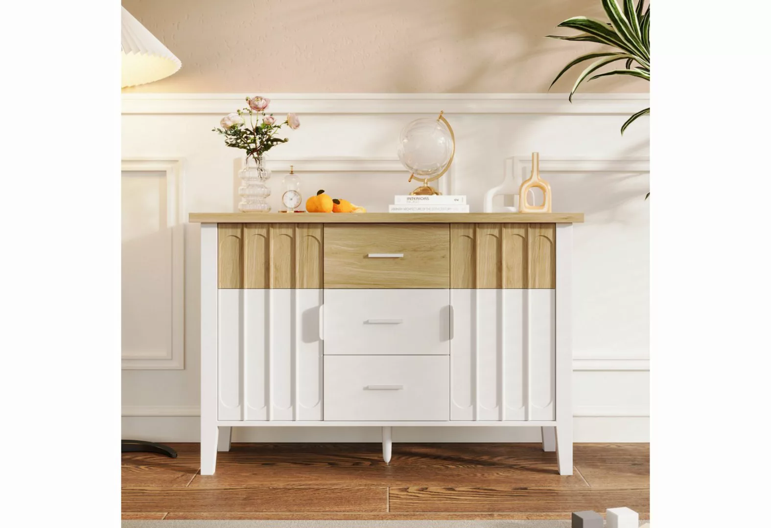 IDEASY Vorratsschrank Sideboard mit Türen und Schubladen, Türen in Weiß und günstig online kaufen