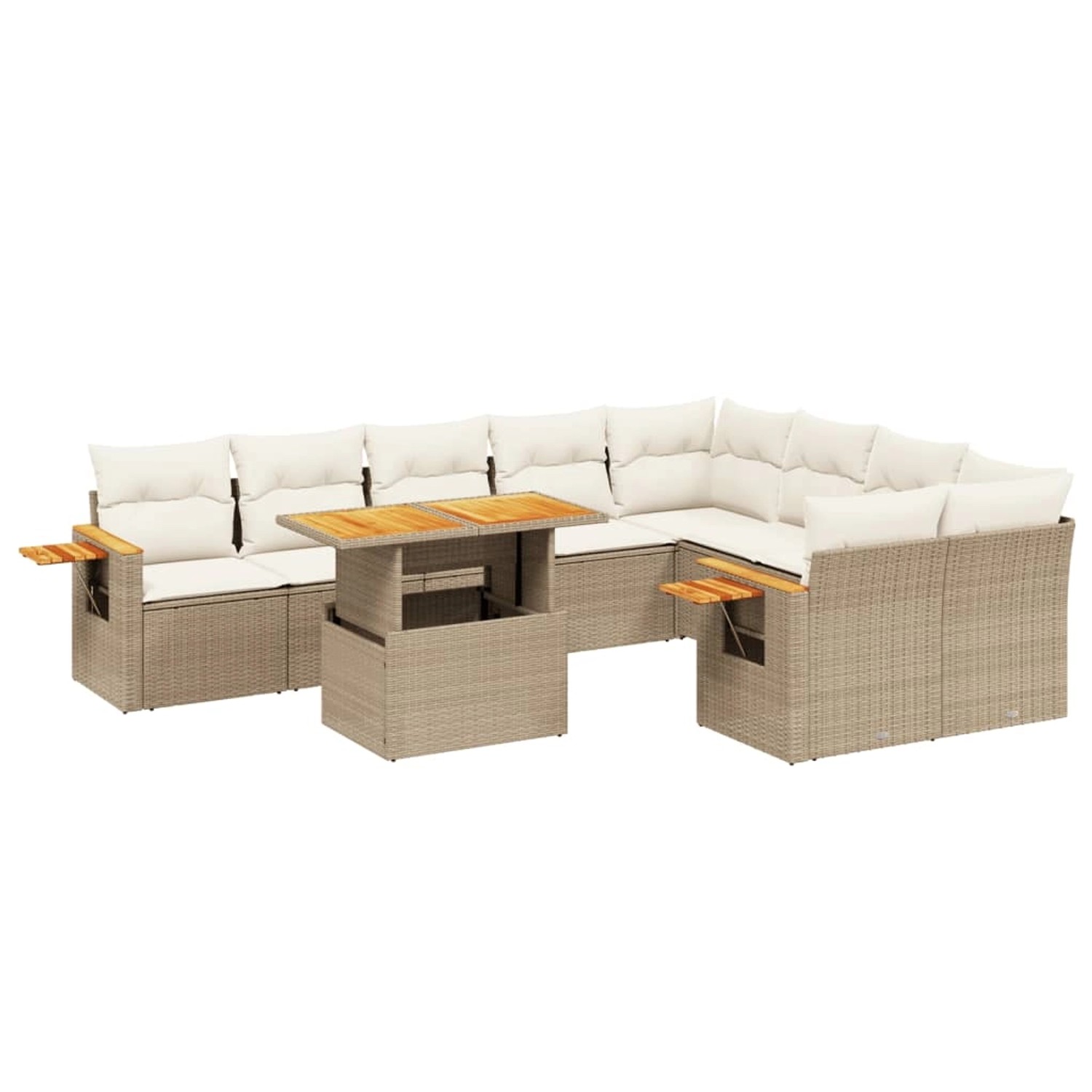 vidaXL 10-tlg Garten-Sofagarnitur mit Kissen Beige Poly Rattan Modell 214 günstig online kaufen