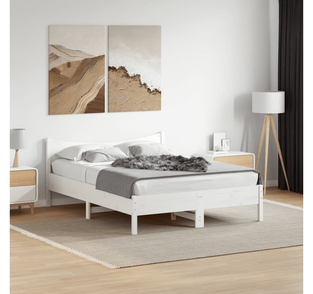 vidaXL Bett Massivholzbett ohne Matratze Weiß 120x190 cm Kiefernholz günstig online kaufen