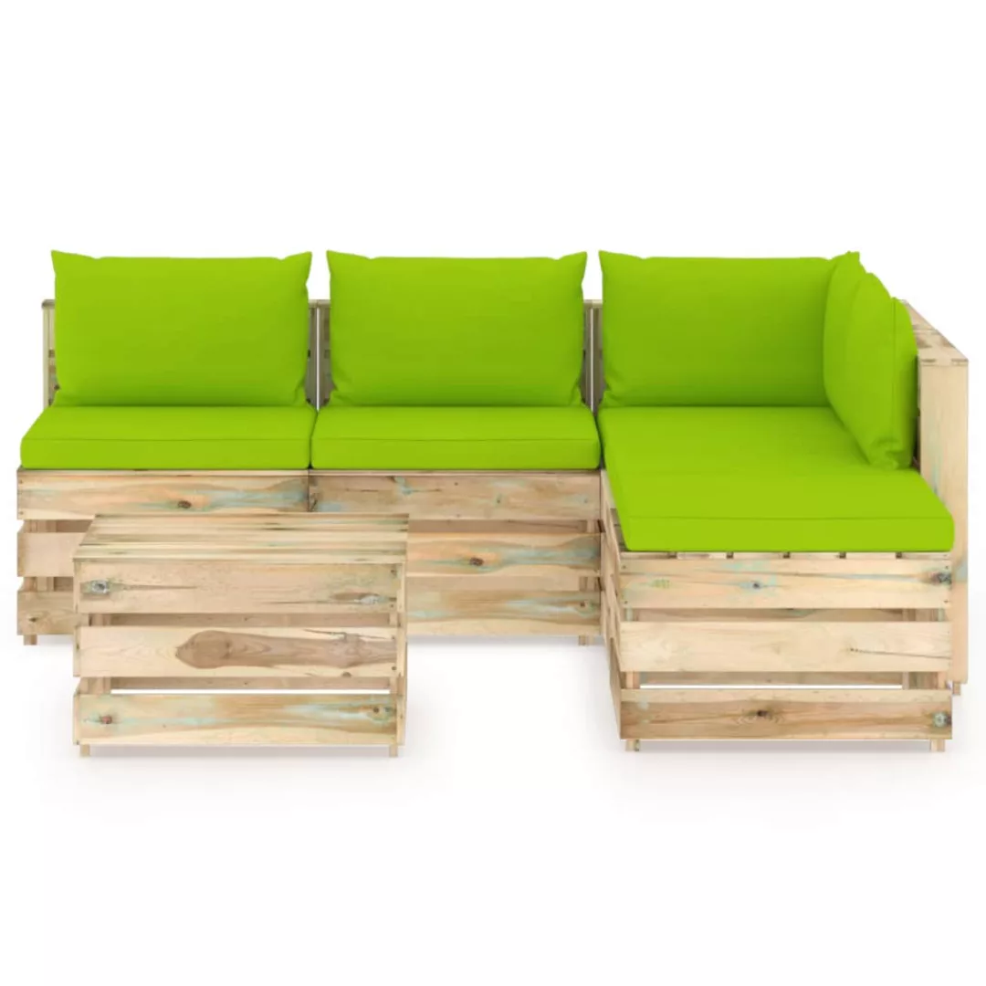 6-tlg. Garten-lounge-set Mit Kissen Grün Imprägniertes Holz günstig online kaufen