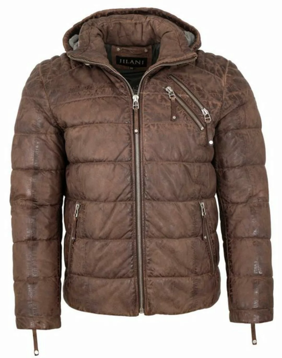 Jilani Lederjacke Ricko Jilani - Herren Lederjacke Steppjacke Kapuze Lammnu günstig online kaufen