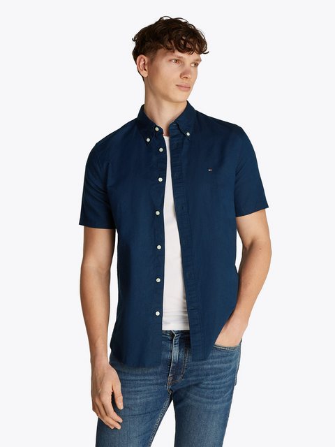 Tommy Hilfiger Kurzarmhemd LINEN BLEND SOLID SS RF SHIRT mit Button-down-Kr günstig online kaufen