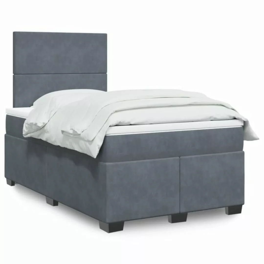 furnicato Bettgestell Boxspringbett mit Matratze Dunkelgrau 120x190 cm Samt günstig online kaufen