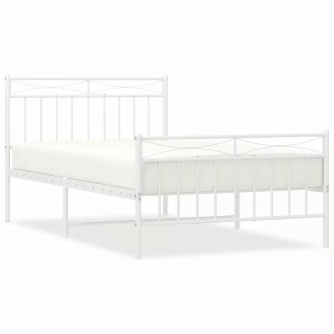 vidaXL Bettgestell mit Kopf- und Fußteil Metall Weiß 107x203 cm Modell 1119 günstig online kaufen