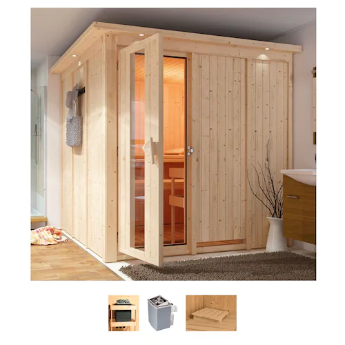 Karibu Sauna »Romina«, (Set), 9-kW-Ofen mit integrierter Steuerung günstig online kaufen