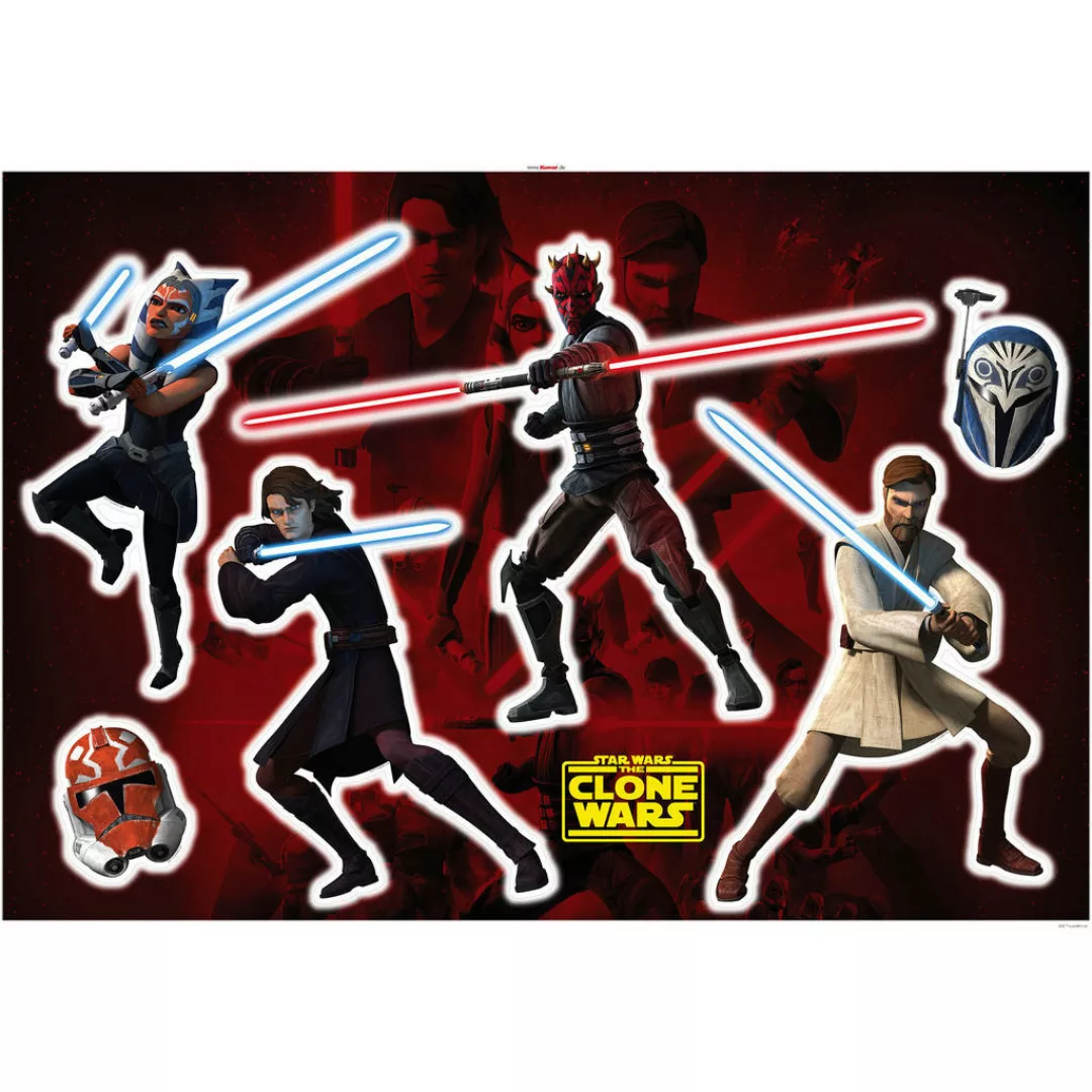 KOMAR Wandtattoo - Clone Wars Showdown  - Größe 100 x 70 cm mehrfarbig Gr. günstig online kaufen