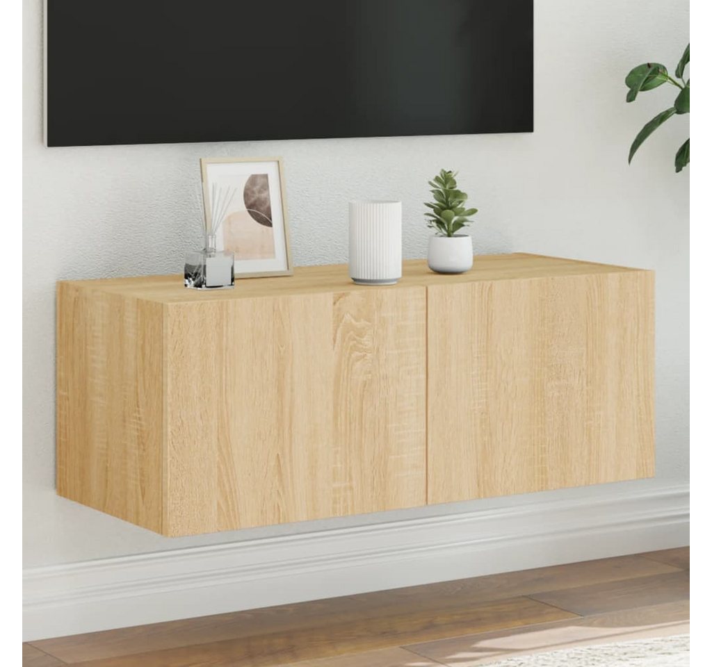 vidaXL TV-Schrank TV-Wandschrank mit LED Leuchten Sonoma Eiche 80x35x31 cm günstig online kaufen