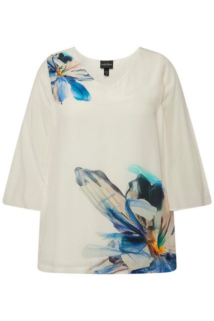 Ulla Popken Druckbluse Bluse Blüten Oversized V-Ausschnitt günstig online kaufen