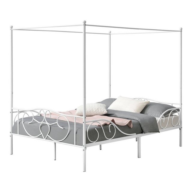 en.casa Himmelbett, »Finström« Metallbett Doppelbett 140x200cm Weiß günstig online kaufen