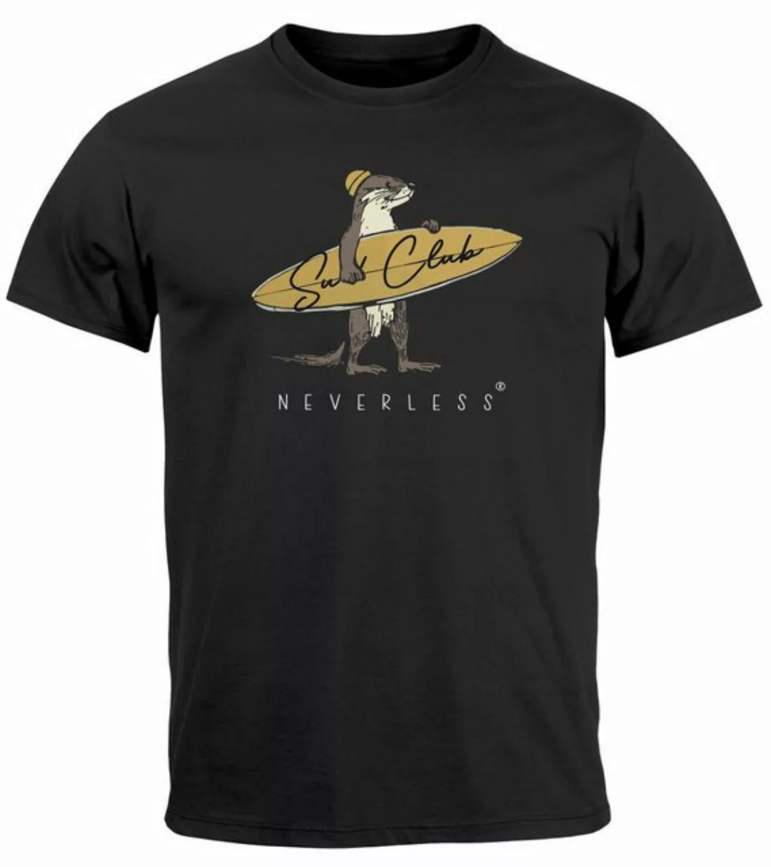 Neverless Print-Shirt Herren T-Shirt California Surfing Otter mit Surfboard günstig online kaufen