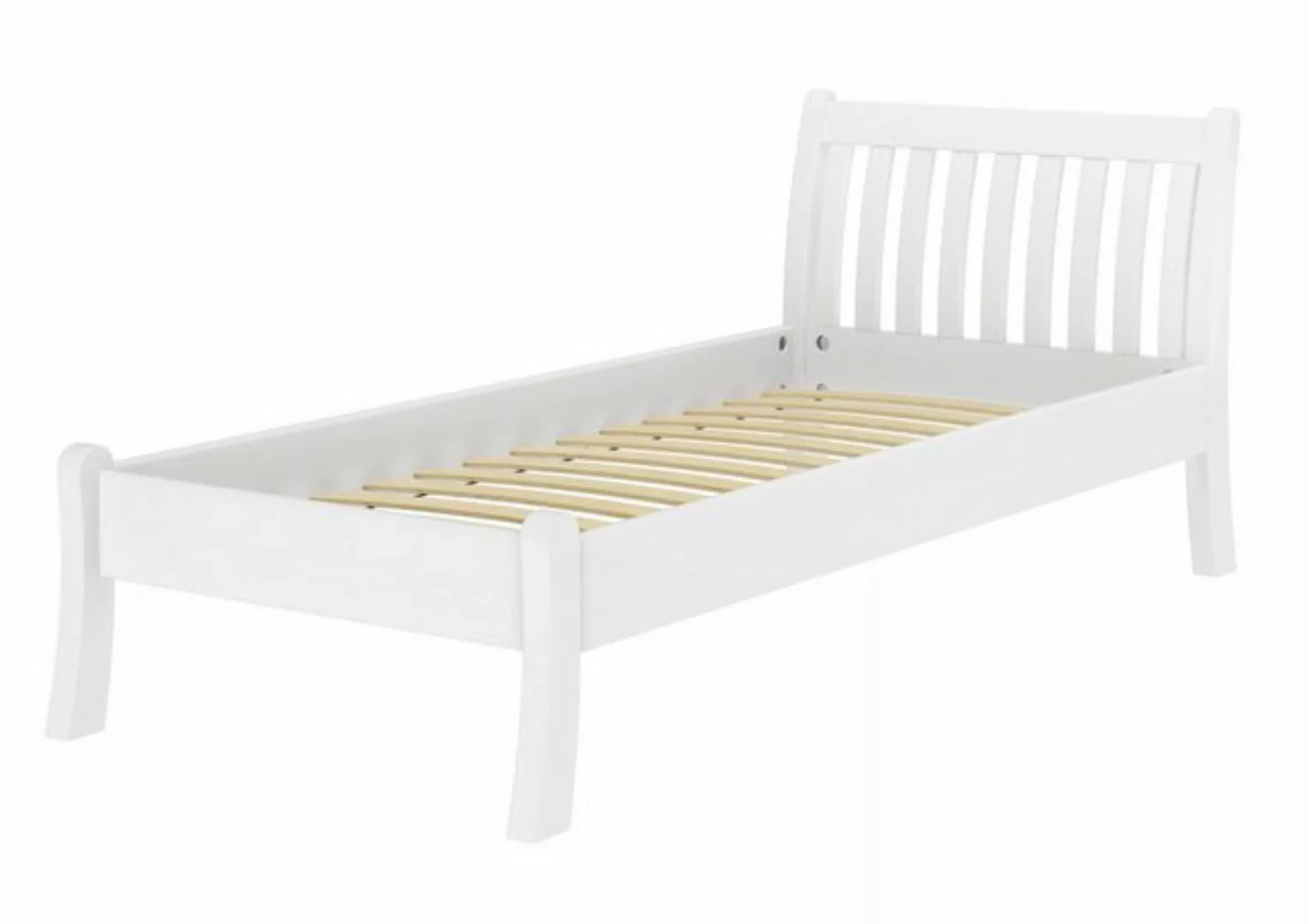 ERST-HOLZ Bett Weißes romantisches Einzelbett hohe Sitzkante Kiefer massiv günstig online kaufen