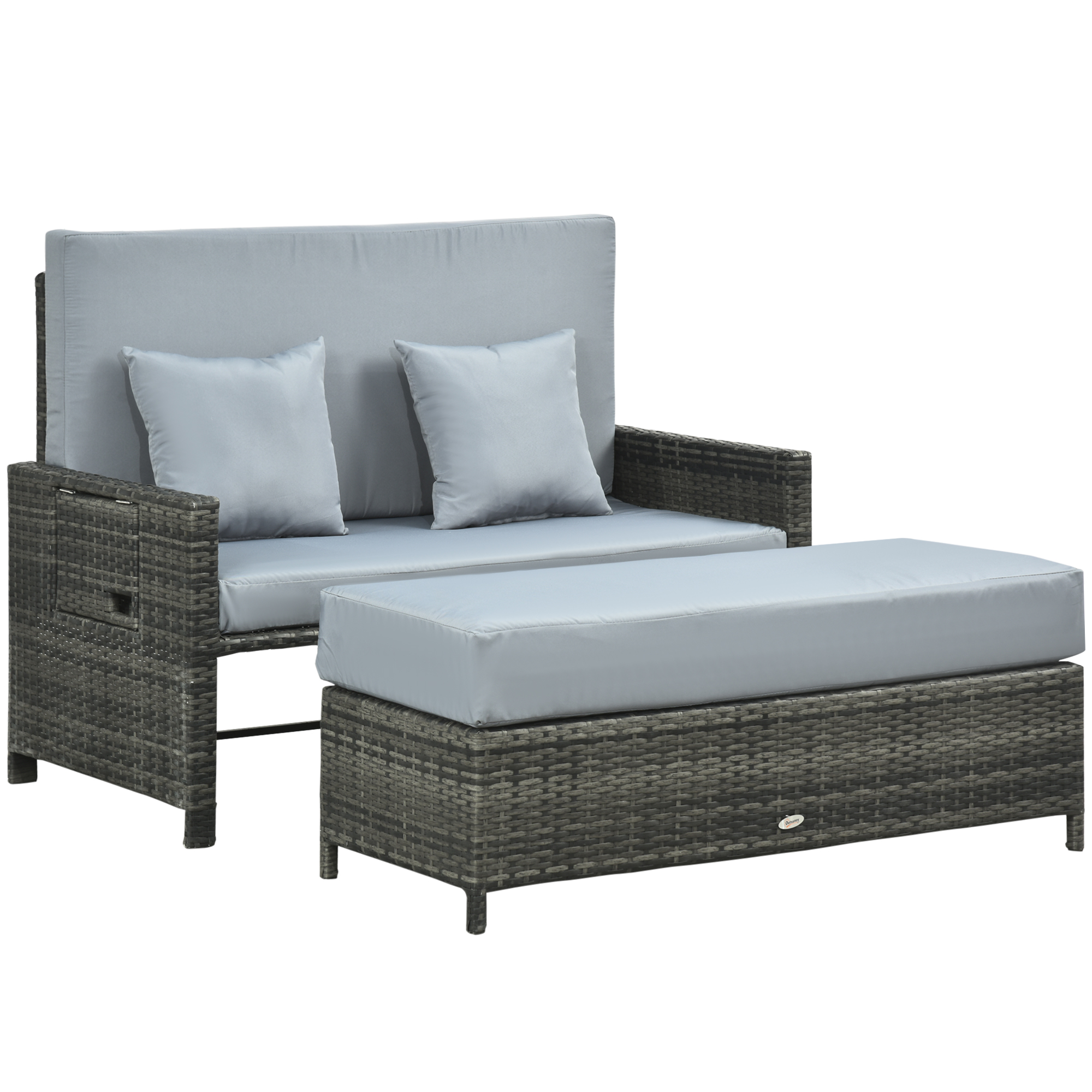 Outsunny Polyrattan Lounge-Sofa Gartensofa Gartenliege 2-Sitzer mit Kissen günstig online kaufen