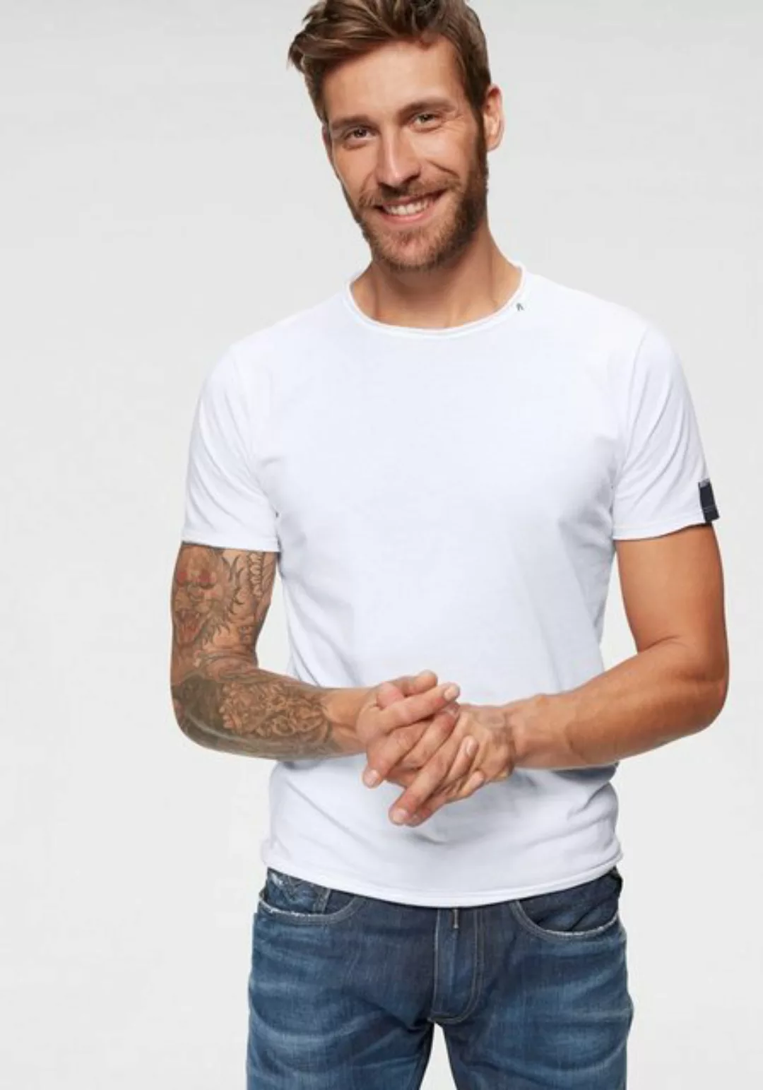 Replay T-Shirt offene Kanten günstig online kaufen
