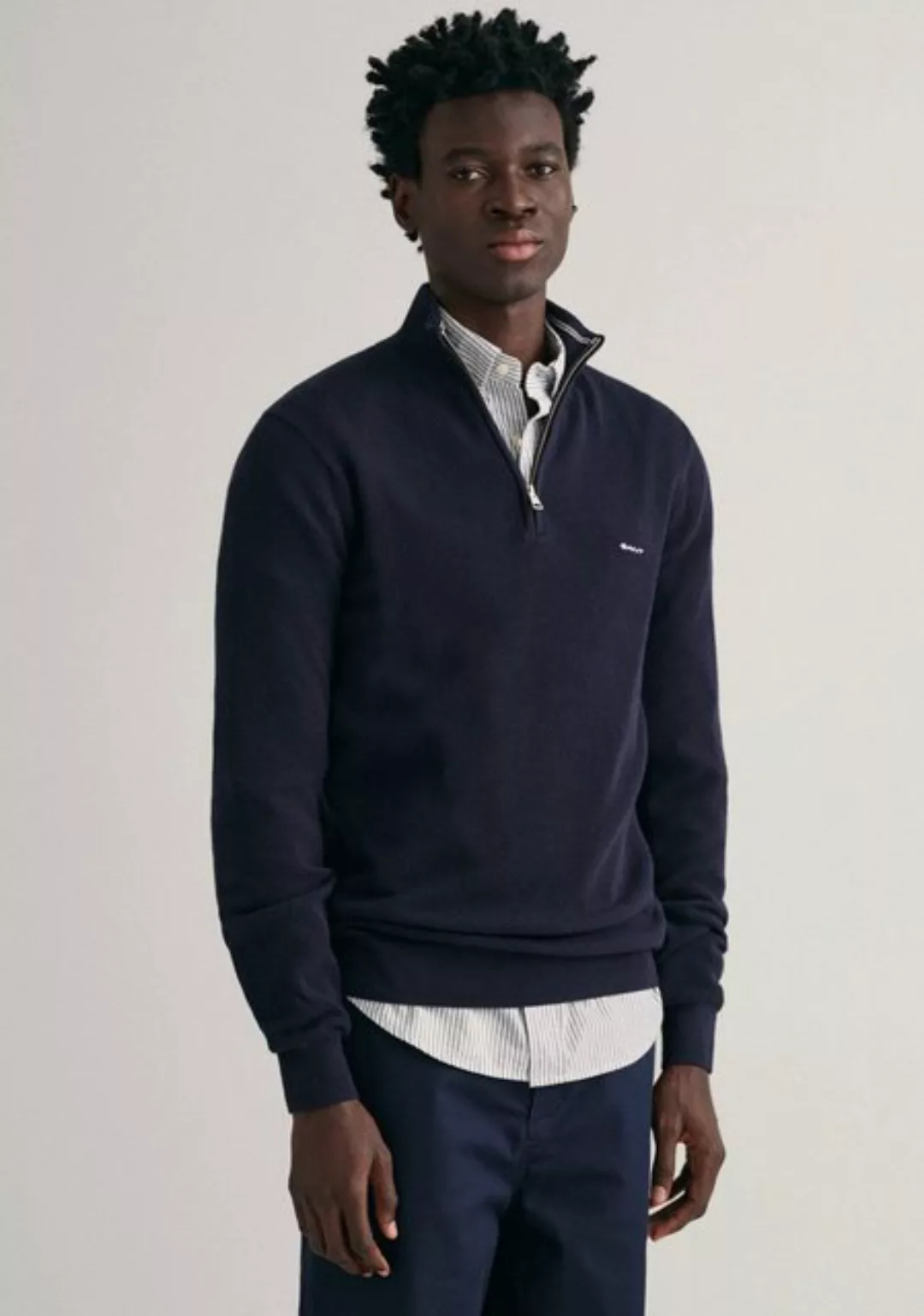 Gant Troyer COTTON PIQUE HALFZIP mit Piqué-Struktur günstig online kaufen