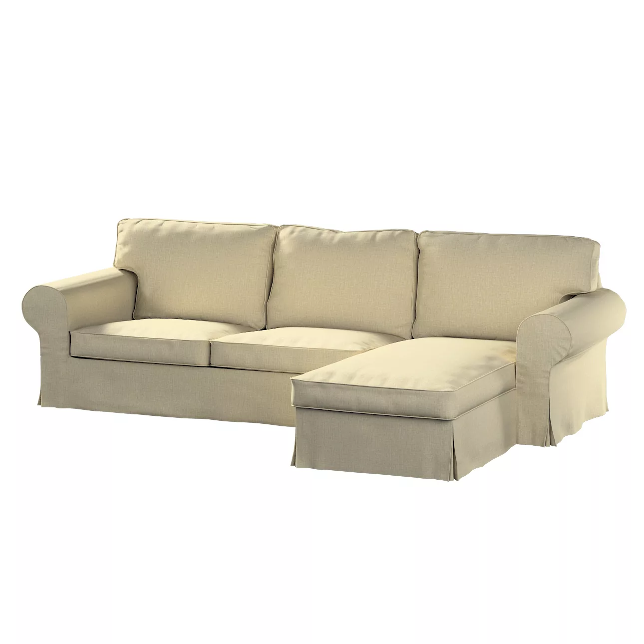 Bezug für Ektorp 2-Sitzer Sofa mit Recamiere, olivgrün-creme, Ektorp 2-Sitz günstig online kaufen