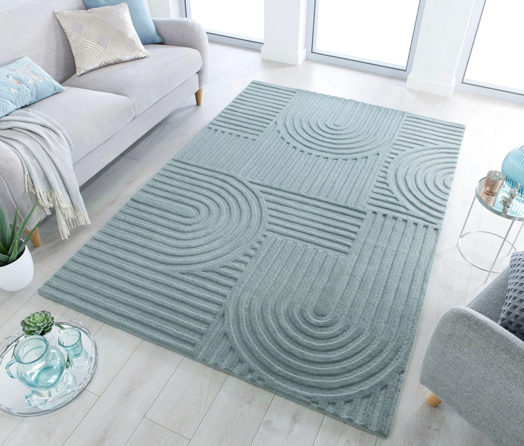 FLAIR RUGS Wollteppich »Zen Garden«, 10 mm Höhe, 100% Wolle, Hoch-Tief-Effe günstig online kaufen